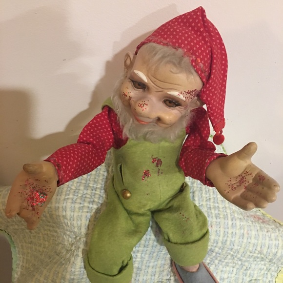 Elf Sawdust Composite Antique Doll 16” tall real looking eyes-Lashes Animal hair - Picture 6 of 10